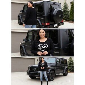 Torrid Black Love Heart Sweater Plus Size 2 2X 18-20 Pullover Acrylic